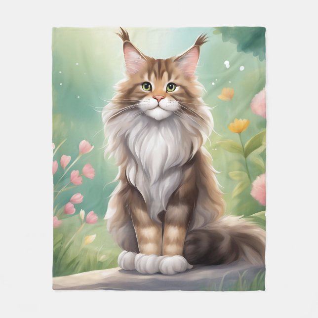 Cobertor De Velo Maine Coon Cat Art (Frente)