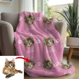 Cobertor De Velo Maine Coon Cat, Pet Pink Personalizado