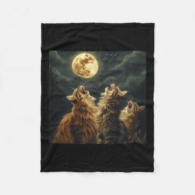 Cobertor De Velo Maine Coon Howl No Moon Cat Lover (Frente)