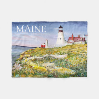Cobertor De Velo Maine Watercolor Painting, Farol De Cabeça De Port