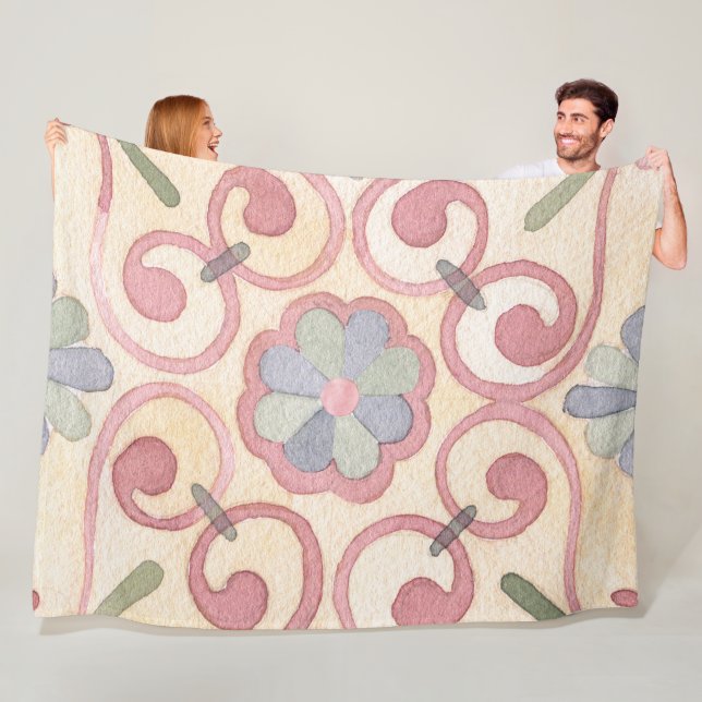 Cobertor De Velo Maiolica Amarela Italiana Espanhola Rosa (In Situ)