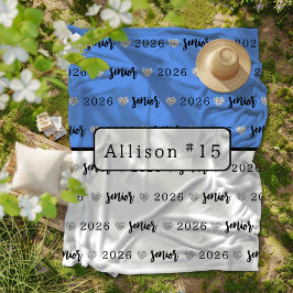 Cobertor De Velo Mais velho de voleibol personalizado azul e branco