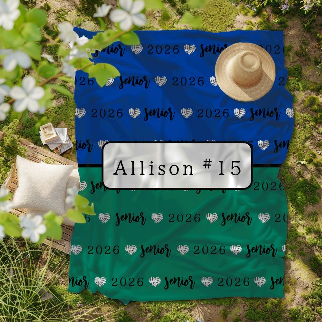 Cobertor De Velo Mais velho de voleibol personalizado azul e verde (Criador carregado)