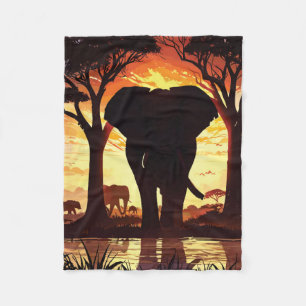 Cobertor De Velo Majestic Elephant at Sunset in the African Savanna