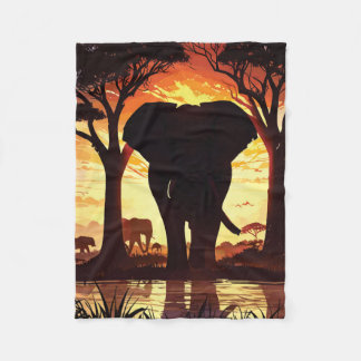 Cobertor De Velo Majestic Elephant at Sunset in the African Savanna
