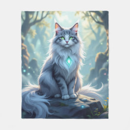 Cobertor De Velo **Majestic Fantasy Cat with Mystical Aura – High F