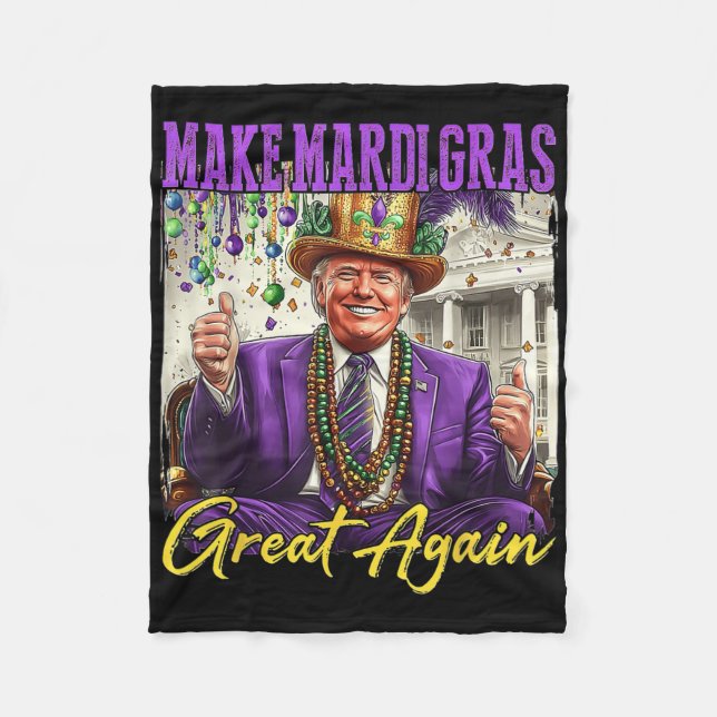 Cobertor De Velo Make Mardi Gras Great Again  (Frente)