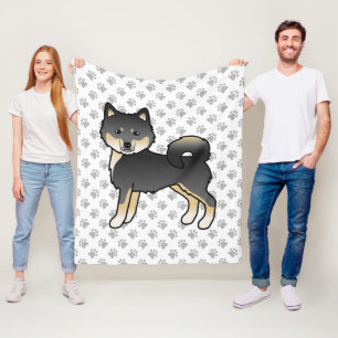 Cobertor De Velo Malamute de Cartoon Preto E Tan