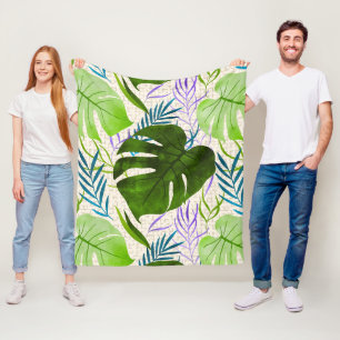 Cobertor De Velo Maleah Monstera Tropical Havaiana Aquarela Verde