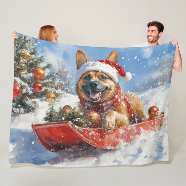 Cobertor De Velo Malinois Belga em Trenó Deixe Nevar Natal (In Situ)