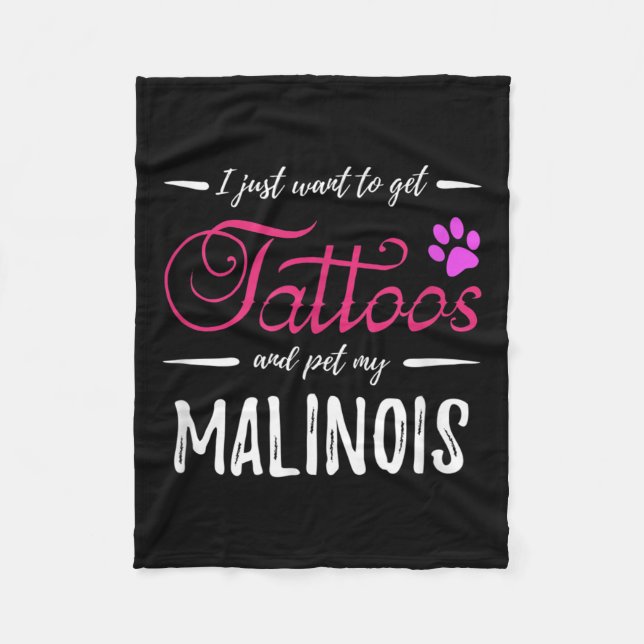 Cobertor De Velo Malinois Dog Lover Tattoo Engraçado Cachorro Mãe D (Frente)