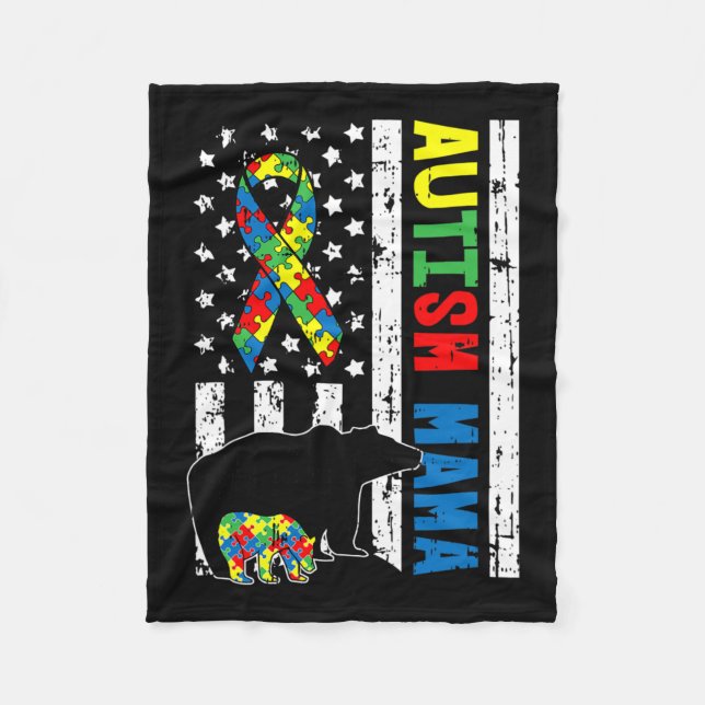 Cobertor De Velo Mama Bear Correspondendo Autismo Familiar Oferece  (Frente)