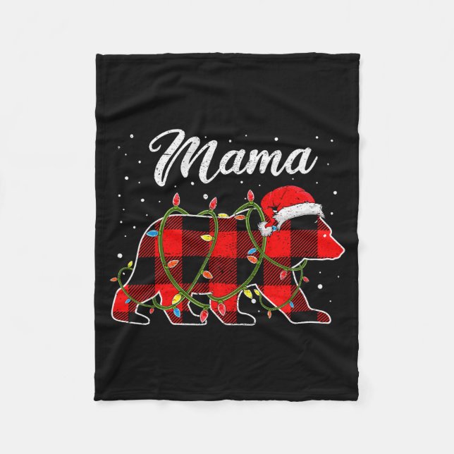 Cobertor De Velo Mama Bear Shirt, Red Buffalo Plaid Mom Bear Pajama (Frente)