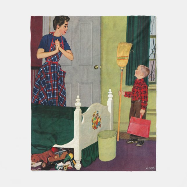 Cobertor De Velo Mamã, eu limpei minha sala! (Frente)