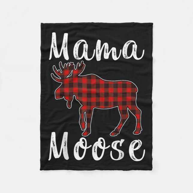 Cobertor De Velo Mama Moose Family Christmas Pajama Red&amp; Black  (Frente)