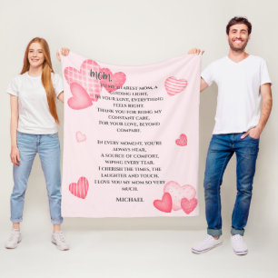 Cobertor De Velo Mamãe Corações Rosa, Folheto Personalizado