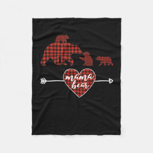 Cobertor De Velo Mamãe Urso 3 Cubs, xadrez vermelha, mãe de Natal