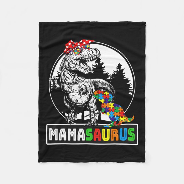 Cobertor De Velo Mamasauro T Rex Dinossaur Mama Saurus Autism Aware (Frente)