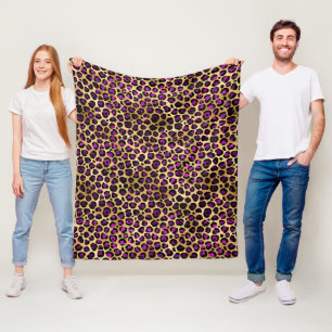 Cobertor De Velo Manchas de leopardo roxo escuro e folha de ouro el