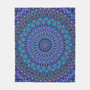 Cobertor De Velo Mandala Boho Blue Teal Purple Peacock Colorida