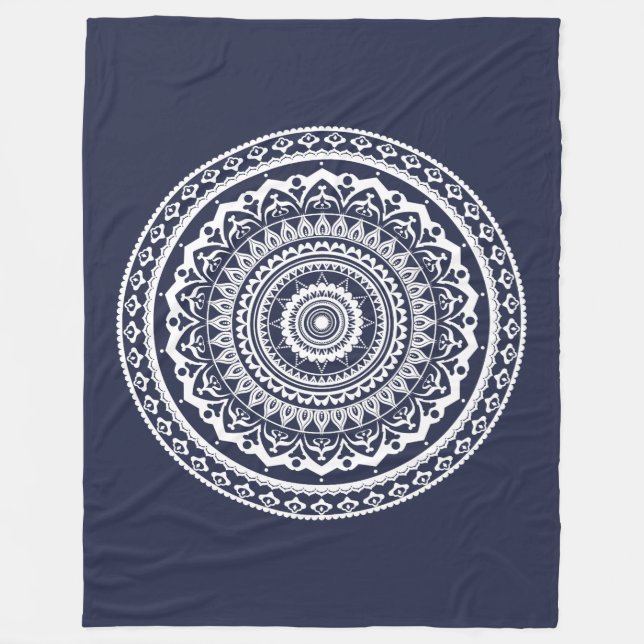 Cobertor De Velo Mandala Branca Deixe o mar te libertar (Frente)