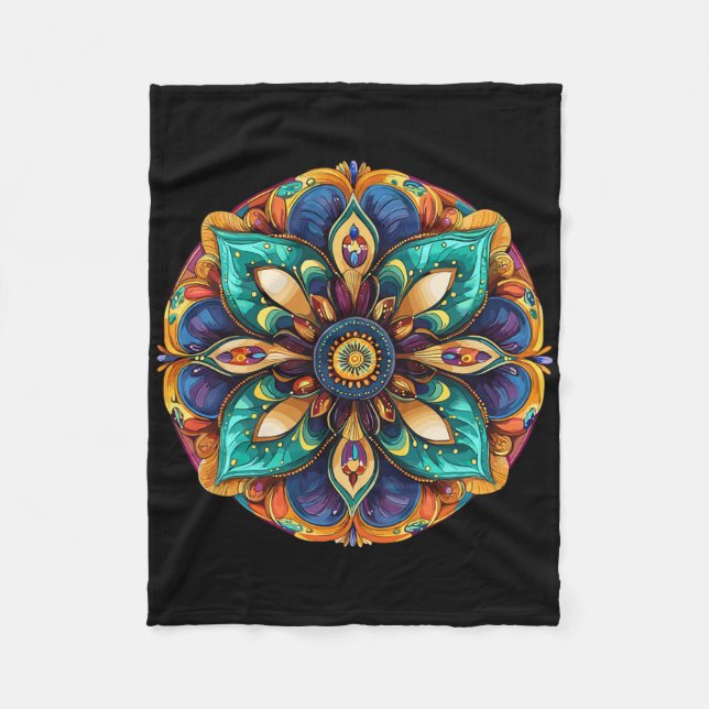 Cobertor De Velo Mandala de Lótus Sagrado Meditação Boho (Frente)