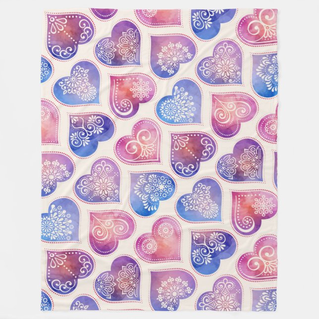 Cobertor De Velo Mandala Hearts Pattern (Frente)