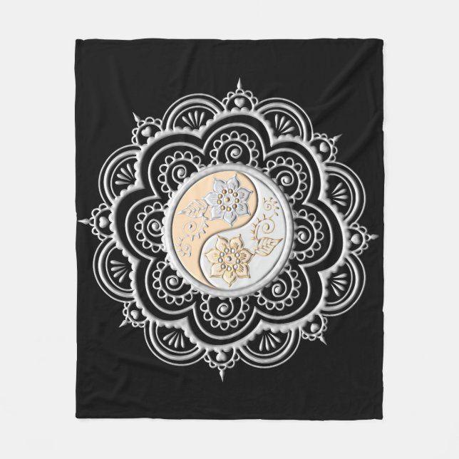 Cobertor De Velo Mandala Prata e Ouro (Frente)
