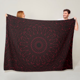 Cobertor De Velo Mandalá Vermelho Borgonha com Simetria Ornamental