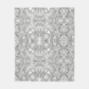 Cobertor De Velo Mandalas de Rabiscos Simétricos Monocromáticos Pre