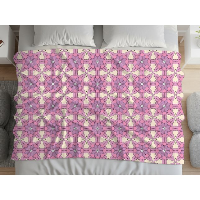 Cobertor De Velo Mandalas geométricas rosa e branco (Criador carregado)