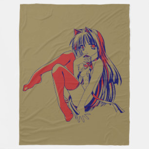 Cobertor De Velo Manga Americano Neko Garota-Gato Kawaii Anime
