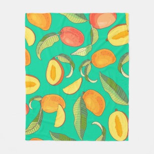 Cobertor De Velo Mango. Padrão sem costura com trópico amarelo e