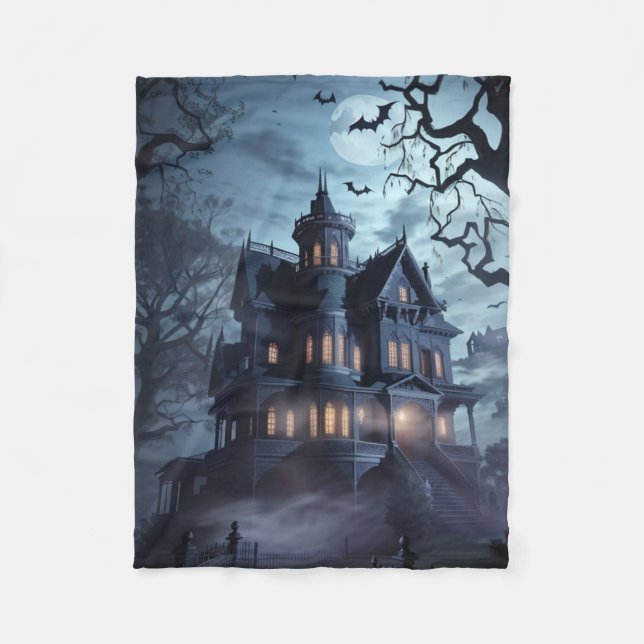 Cobertor De Velo "Mansão Assombrada Fleece de Halloween Blanket - (Frente)