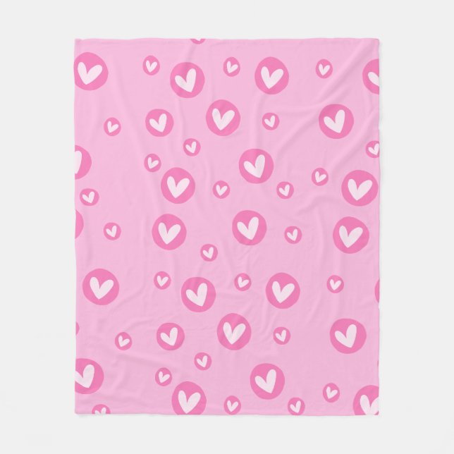 Cobertor De Velo Manta com Padrões Fofos de Corações Rosa (Frente)