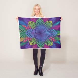 Cobertor De Velo Manta de Fleece de Arte de Mandala Botânica Tropic