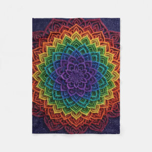 Cobertor De Velo Manta de Fleece de Arte de Mandala Geométrica Vibr