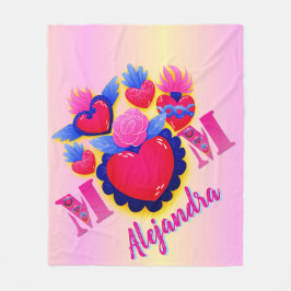Cobertor De Velo Manta de forro polar Corazón de Mamá - Editable 