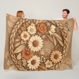 Cobertor De Velo Manta Floral Boho Tecida Circular Personalizável