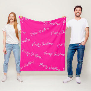 Cobertor De Velo Manuscrito Moderno Rosa Quente de Feliz Natal