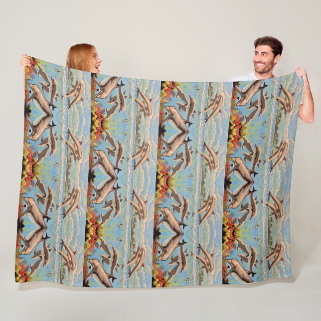 Cobertor De Velo Mão Pintada Por Número | Golfinhos Reproduzíveis | (In Situ)