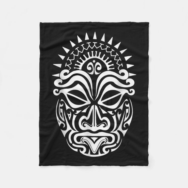 Cobertor De Velo Maori Polynésia Tattoo Haka Dance Face Mask Head (Frente)