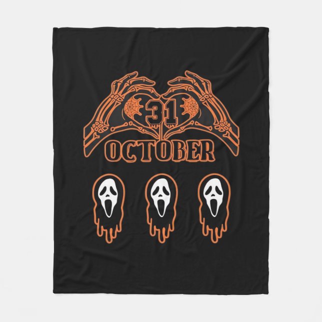 Cobertor De Velo Mãos De Esqueleto Para O Halloween Clássico (Frente)