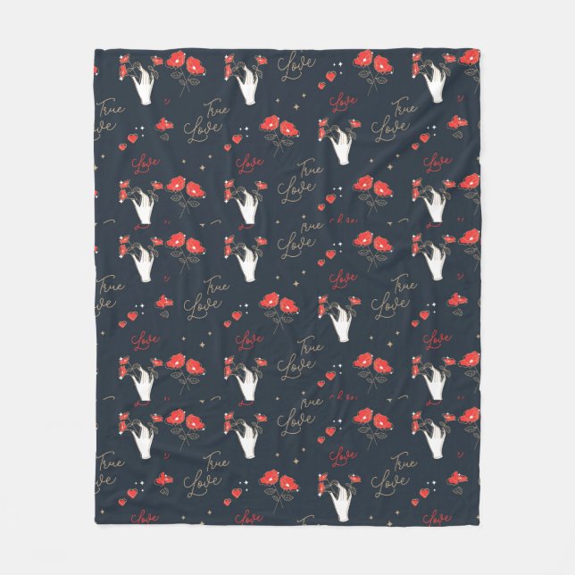 Cobertor De Velo Mãos e Flores Verdadeiras (Frente)