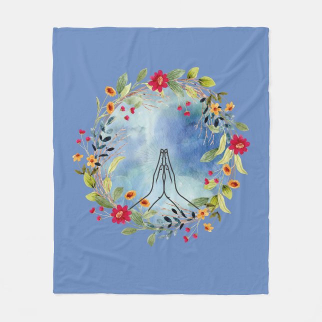 Cobertor De Velo Mãos em oração aquarela (Frente)