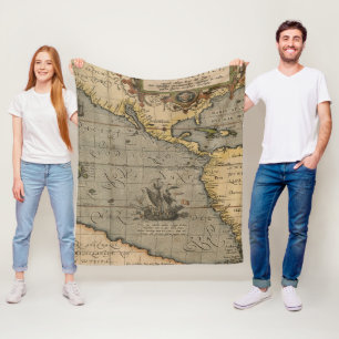 Cobertor De Velo Mapa antigo antigo inspirado (14) Bagagem