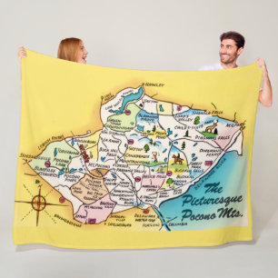 Cobertor De Velo Mapa Antigo das Montanhas de Pocono