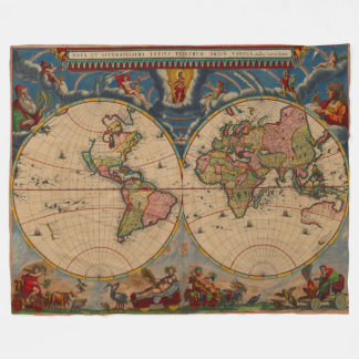 Cobertor De Velo Mapa Antigo do Mundo Visualmente Deslumbrante e Vi