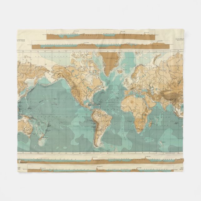 Cobertor De Velo Mapa bathyorographical do mundo (Frente (Horizontal))