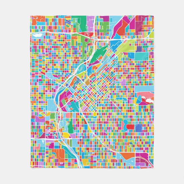 Cobertor De Velo Mapa colorido de Denver (Frente)